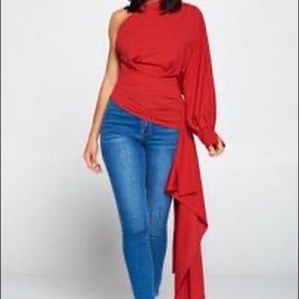 One shoulder top. Plus size only ….fuchsia  pink